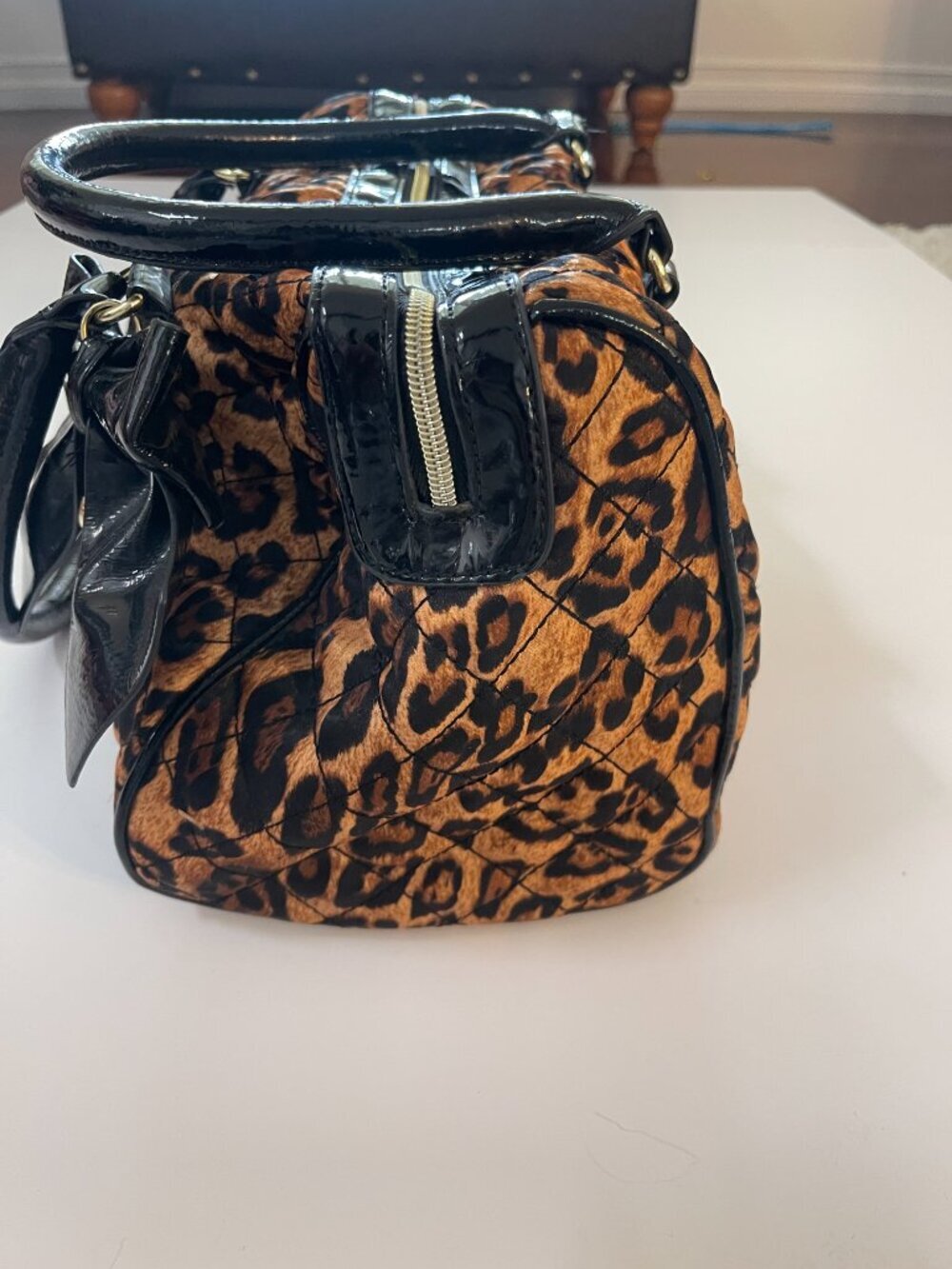 Vintage Betsey Johnson Y2K Leopard Bow Satchel Bag - Picture 10 of 15
